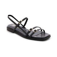 BIANCA BALLTI - סנדלים שטוחים עם רצועות לנשים בצבע שחור