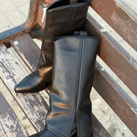 NINE WEST - מגפי בוקרים אלגנטיים בצבע שחור