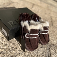 REPLAY - כפכפי מוקסין לנשים בצבע חום עם פרווה סינתטית