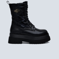 REPLAY - מגפי קומבט לנשים עם פלטפורמה בצבע שחור