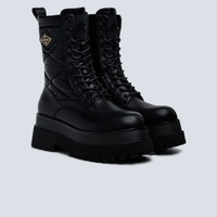 REPLAY - מגפי קומבט לנשים עם פלטפורמה בצבע שחור