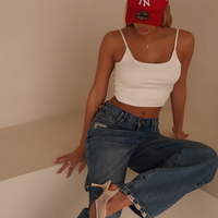 REPLAY - גופיית ריב טופ לבנה לנשים