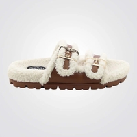 NINE WEST - כפכפי דמוי פרווה לנשים חום