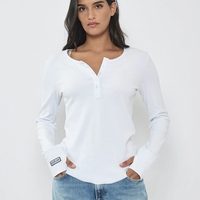 REPLAY - חולצת ריב ארוכה בצבע לבן
