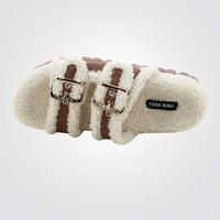 NINE WEST - כפכפי דמוי פרווה לנשים חום