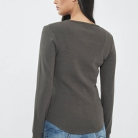 REPLAY - חולצת ריב ארוכה בצבע אפור