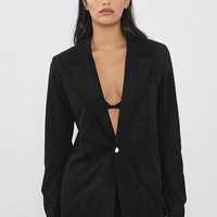 REPLAY - ז'קט בלייזר קורדרוי לנשים בצבע שחור