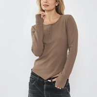 REPLAY - חולצת ריב ארוכה בצבע חום