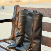 NINE WEST - מגפי בוקרים אלגנטיים בצבע שחור