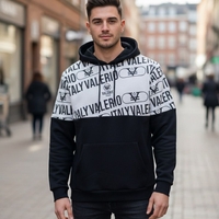 Valerio Italy - קפוצ'ון לגברים לבן שחור