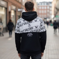 Valerio Italy - קפוצ'ון לגברים לבן שחור