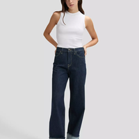 מכנס ג'ינס נשים -LEE JEANS Stella Wide Leg Selvedge Denim Jean