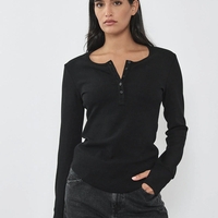 REPLAY - חולצת ריב ארוכה בצבע שחור