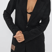 REPLAY - ז'קט בלייזר קורדרוי לנשים בצבע שחור