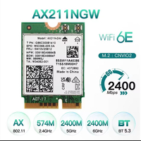 כרטיס רשת אלחוטי Intel AX211NGW – Wi-Fi 6E + Bluetooth 5.3 (ללא אנטנות, אחריות לשנה)