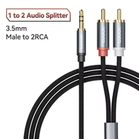 כבל אודיו איכותי Toocki חיבור AUX 3.5mm ל-2RCA זכר (מפצל לרמקולים/מגבר)