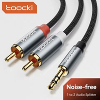 כבל אודיו איכותי Toocki חיבור AUX 3.5mm ל-2RCA זכר (מפצל לרמקולים/מגבר)