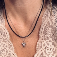 שרשרת כפולה לב שחור לבן