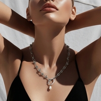 שרשרת חוליות כסף פנינה