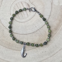 צמיד רגל אבני ג'ייד תליון דג
