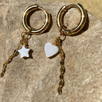 עגילים לב וכוכב