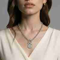 שרשרת חוליות תליון כסף