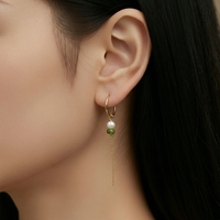 עגילי שרשרת ג’ייד עדינים