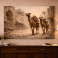 תמונת קנבס אומנותית גמלים בעיר עתיקה