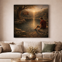 תמונה קנבס אומנותי האומץ לקפוץ למים