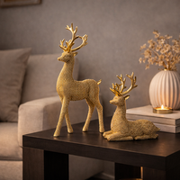 סט פסלי איילים זהב לבית משרד ולסלון