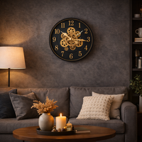 שעון קיר מעוצב שחור זהב