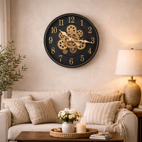 שעון קיר מעוצב שחור זהב