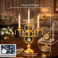 פמוט נרות יוקרתי זהב תלת־קני לשולחן