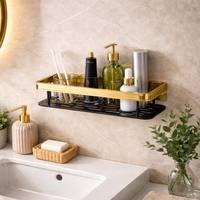 מדף קיר מתכת 30 ס''מ זהב ושחור