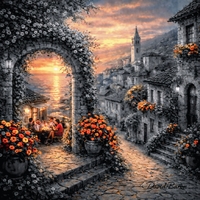 תמונת קנבס אומנותית „סמטת השקיעה“