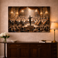 תמונת קנבס אומנותית המנצח והתזמורת