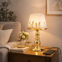 מנורת שולחן קומפקטי רטרו זהב לחדר שינה / סלון