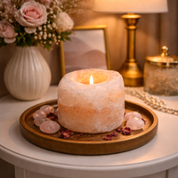 מחזיק נר מאבן מלח טבעית