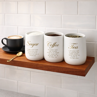 סט קפה סוכר תה לבן זהב