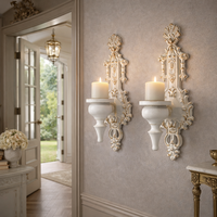 זוג פמוטים מחזיקי נרות מתכת לתלייה לבן וינטאג'