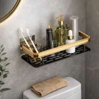 מדף קיר מתכת 30 ס''מ זהב ושחור