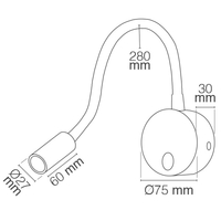 צמוד קיר מתכוונן סדרת POINTER זרוע גמישה לחצן הפעלה 3000K 3W יורולוקס