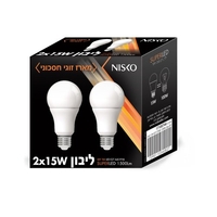 זוג נורות ליבון לד לבן E27 15W אור חם NISKO 2700K