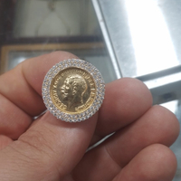 טבעת מטבע משובצת – זהב 14K