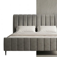 Modern Beige Channel-Tufted Bed Frame