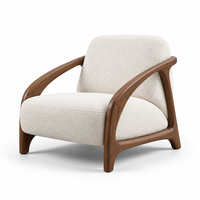 Elegant Curved Walnut Lounge Chair