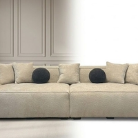 Textured Beige Sofa with Ottoman