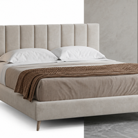 Modern Taupe Velvet Wingback Bed Frame