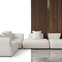 Modern Beige Sofa with Ottoman