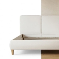 Modern Beige Rounded Platform Bed Frame